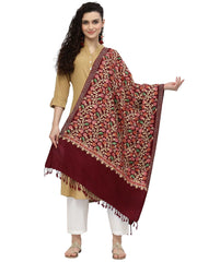 Lush Floral Embroidered Wool Shawl