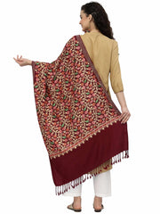 Lush Floral Embroidered Wool Shawl