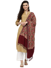 Lush Floral Embroidered Wool Shawl