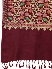 Lush Floral Embroidered Wool Shawl