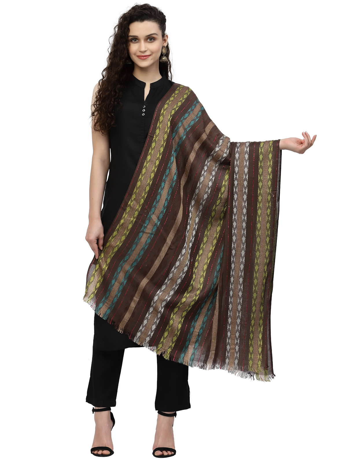 Spatial Striped Viscose Rayon Stole
