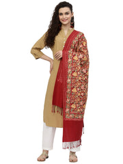 Lush Floral Embroidered Acrowool Shawl