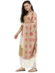 Crewel Geometric Embroidered Wool Shawl
