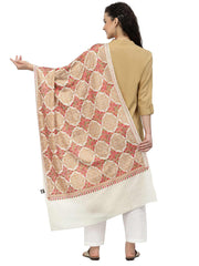 Crewel Geometric Embroidered Wool Shawl