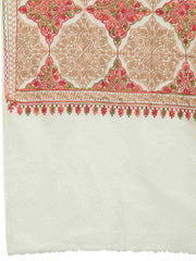 Crewel Geometric Embroidered Wool Shawl