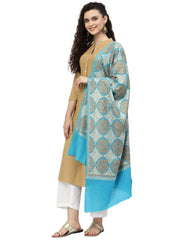 Crewel Geometric Embroidered Wool Shawl