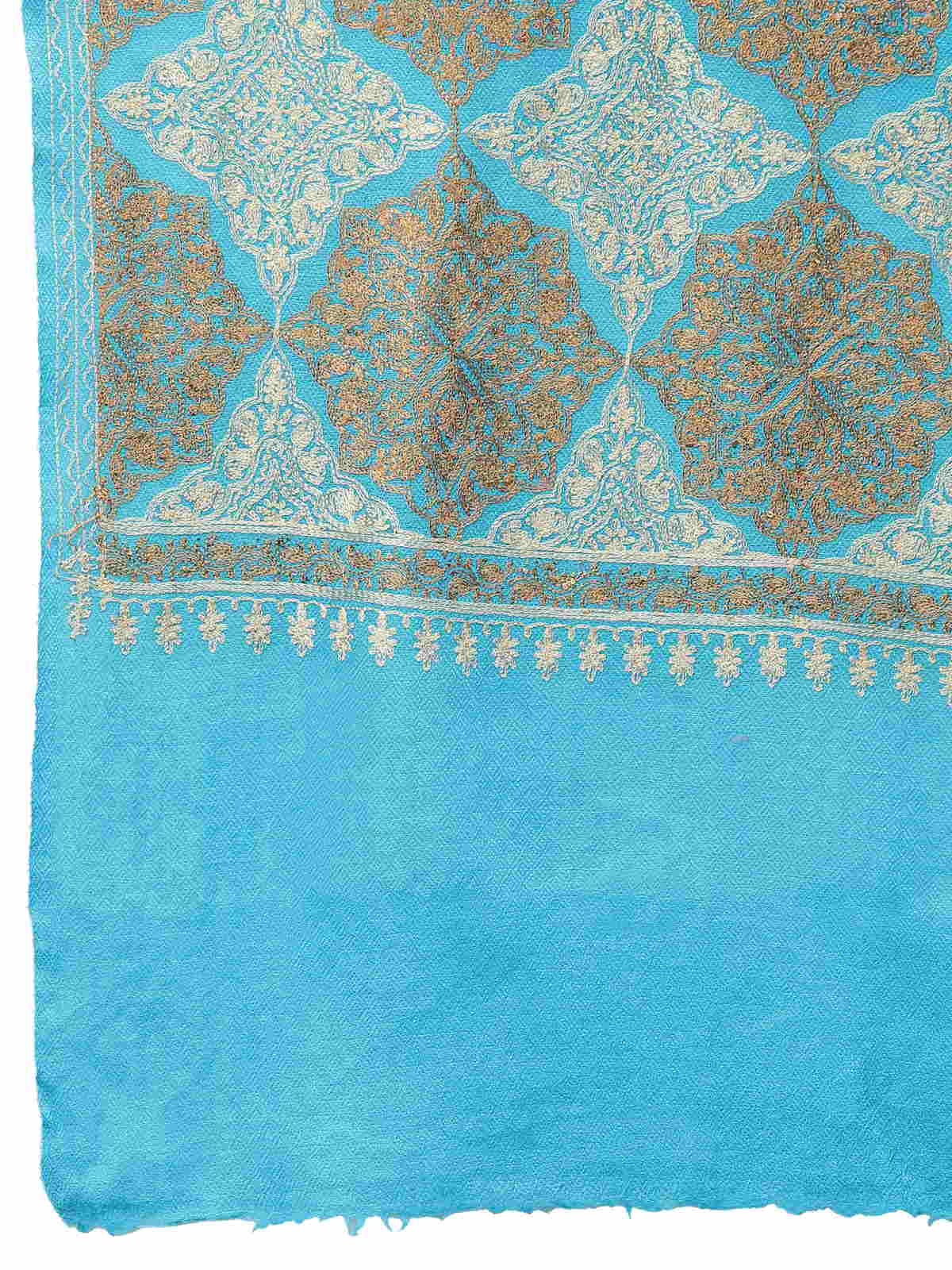 Crewel Geometric Embroidered Wool Shawl