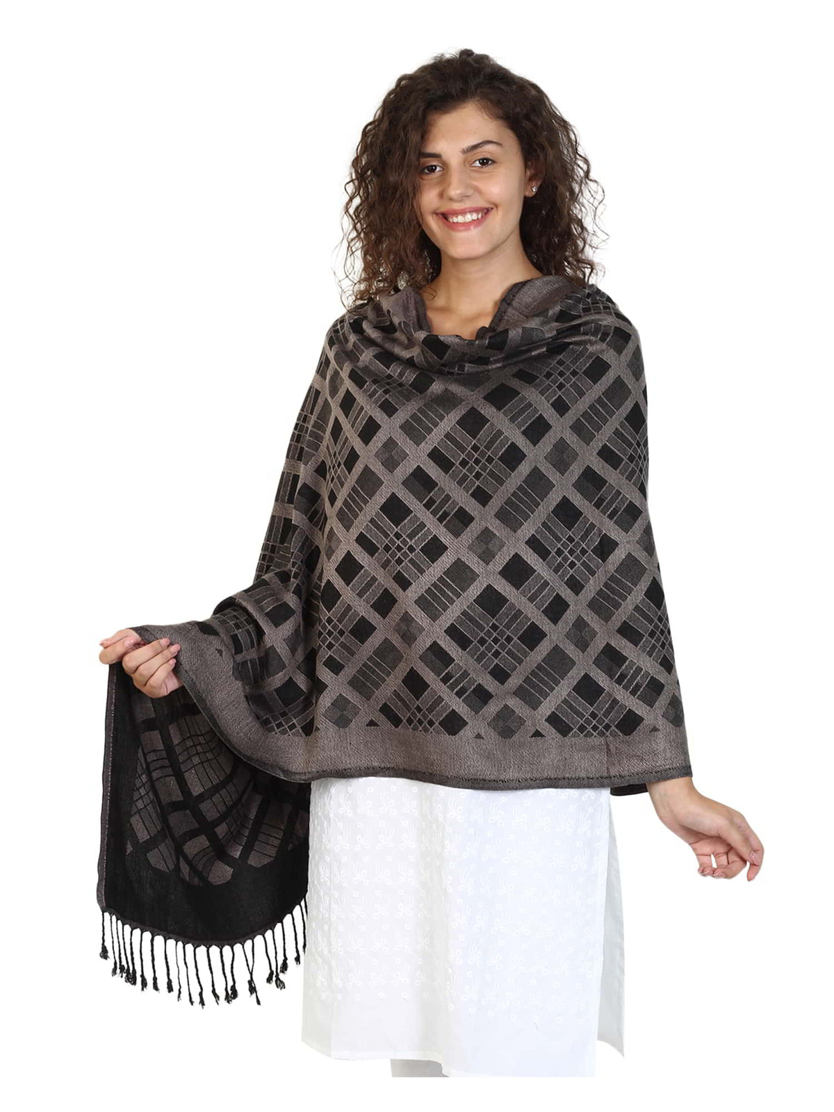 Geometric & Checkered Modal Shawl