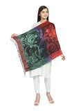 Floral & Striped Viscose Rayon Shawl