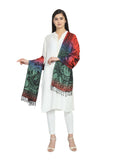 Floral & Striped Viscose Rayon Shawl