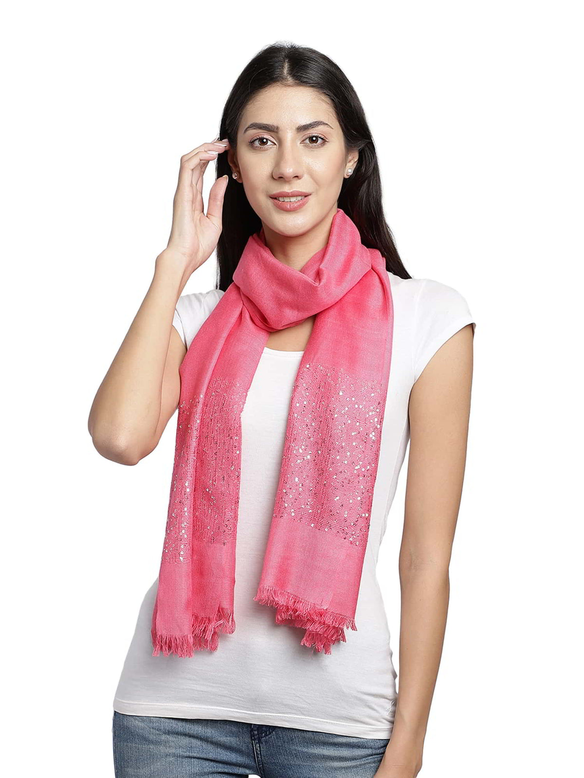 Embellished Viscose Rayon Scarf