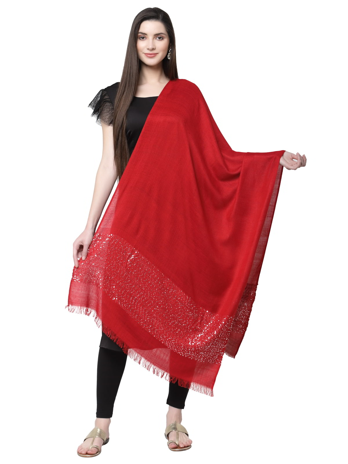 Sequinned Viscose Rayon Stole