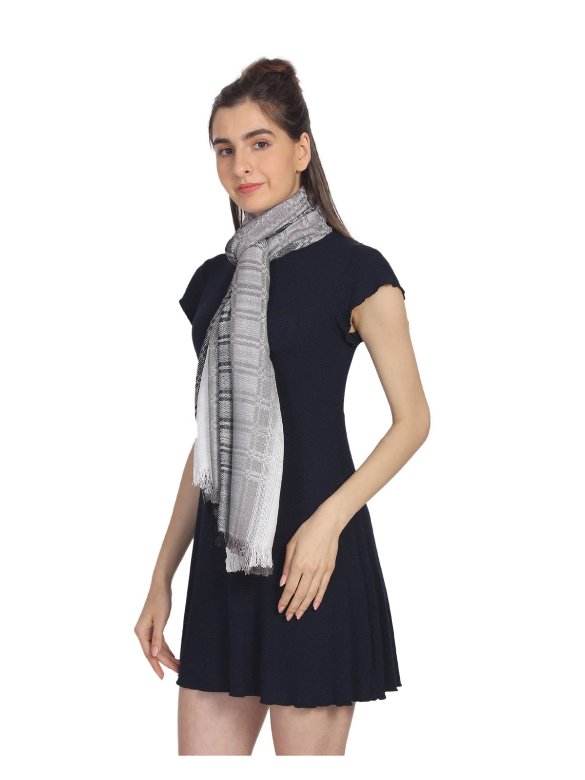 Checkered & Striped Viscose Rayon Stole
