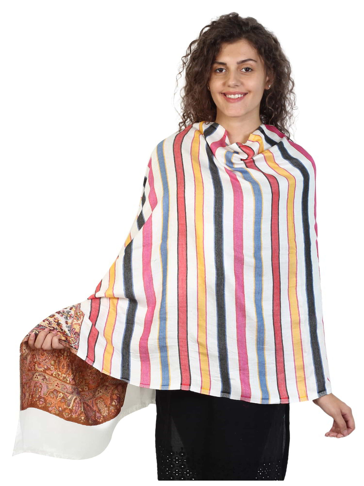 Striped Viscose Rayon Shawl