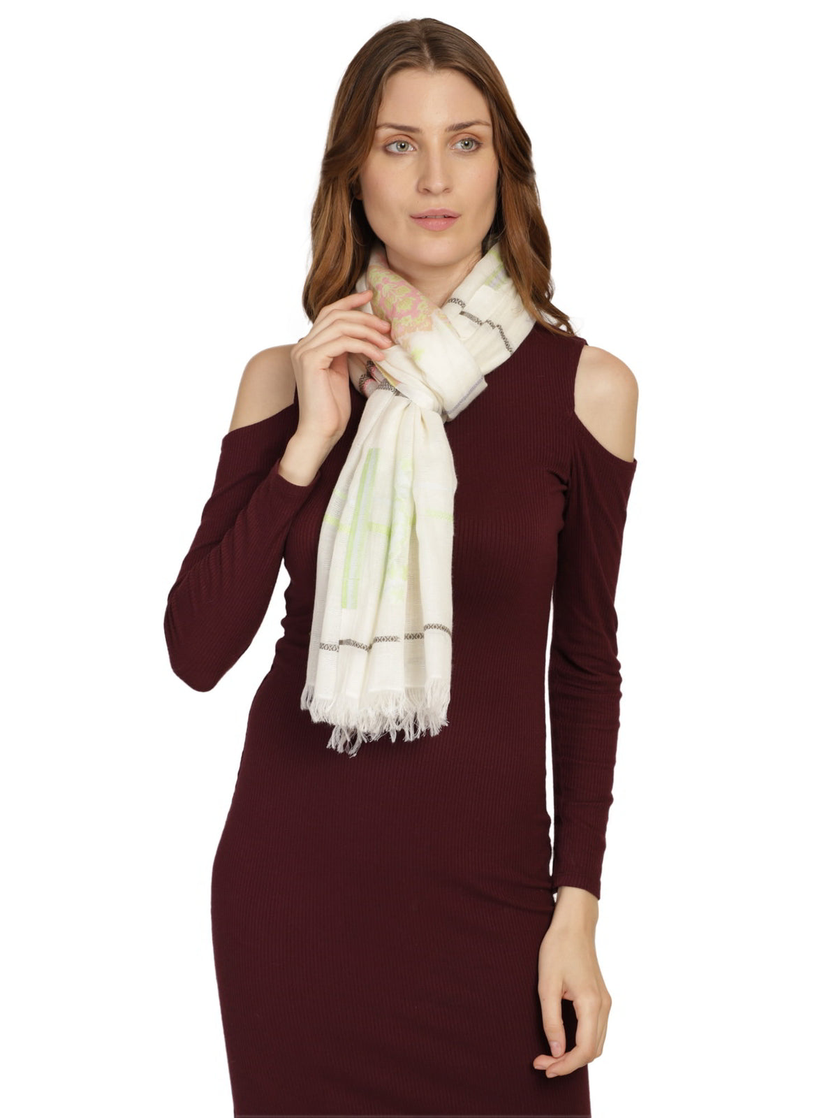 Striped Cotton & Jacquard Stole