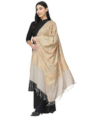 Crewel Embroidered Floral Polywool Stole