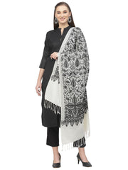 Crewel Floral Embroidered Polywool Stole