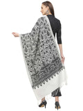 Crewel Floral Embroidered Polywool Stole