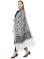 Crewel Floral Embroidered Polywool Stole