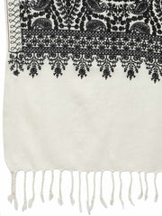 Crewel Floral Embroidered Polywool Stole
