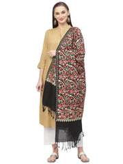 Lush Floral Embroidered Polywool Stole