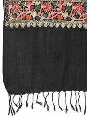 Lush Floral Embroidered Polywool Stole