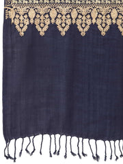 Paisan Floral Embroidered Polywool Stole