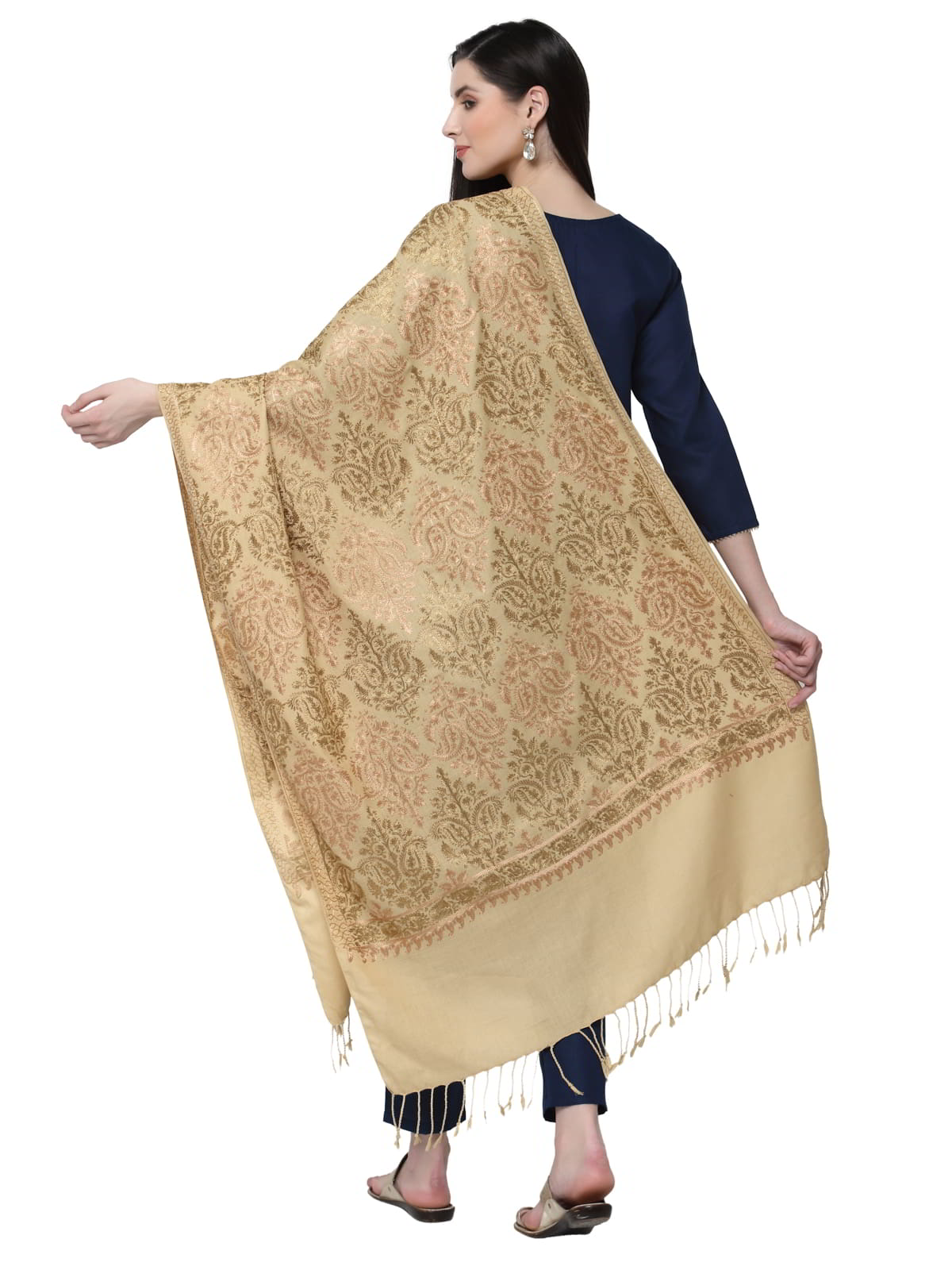 Paisely Embroidered Acrylic Wool Shawl