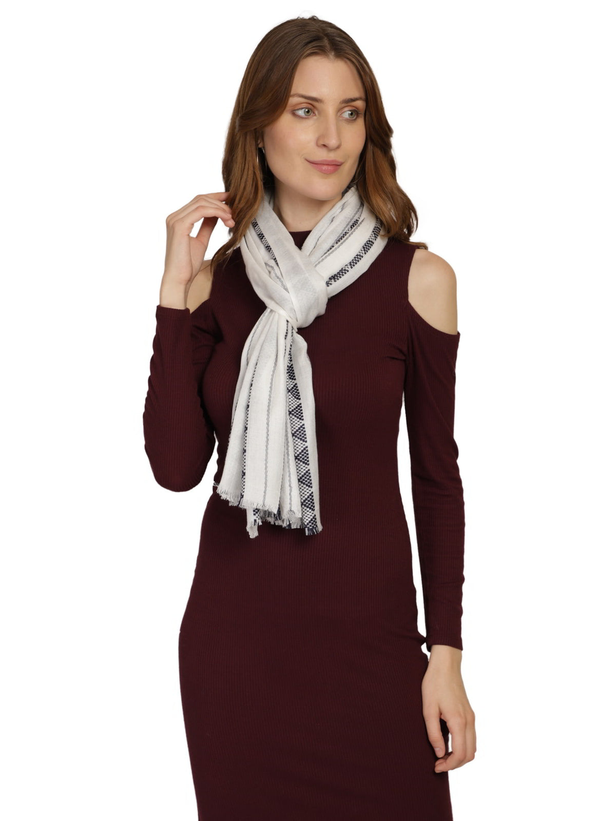 Chevron & Striped Viscose Rayon Stole