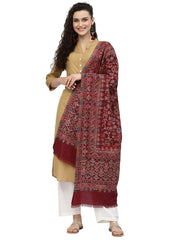 Lush Floral Woven Design Polywool Stole