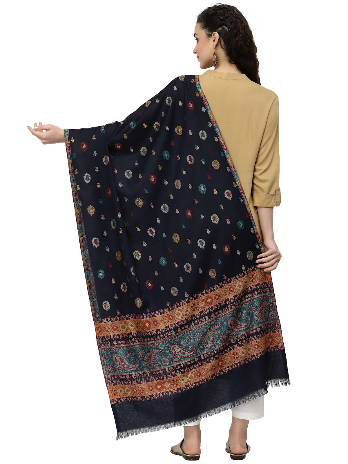 Booti Paisely Woven Design Polywool Stole