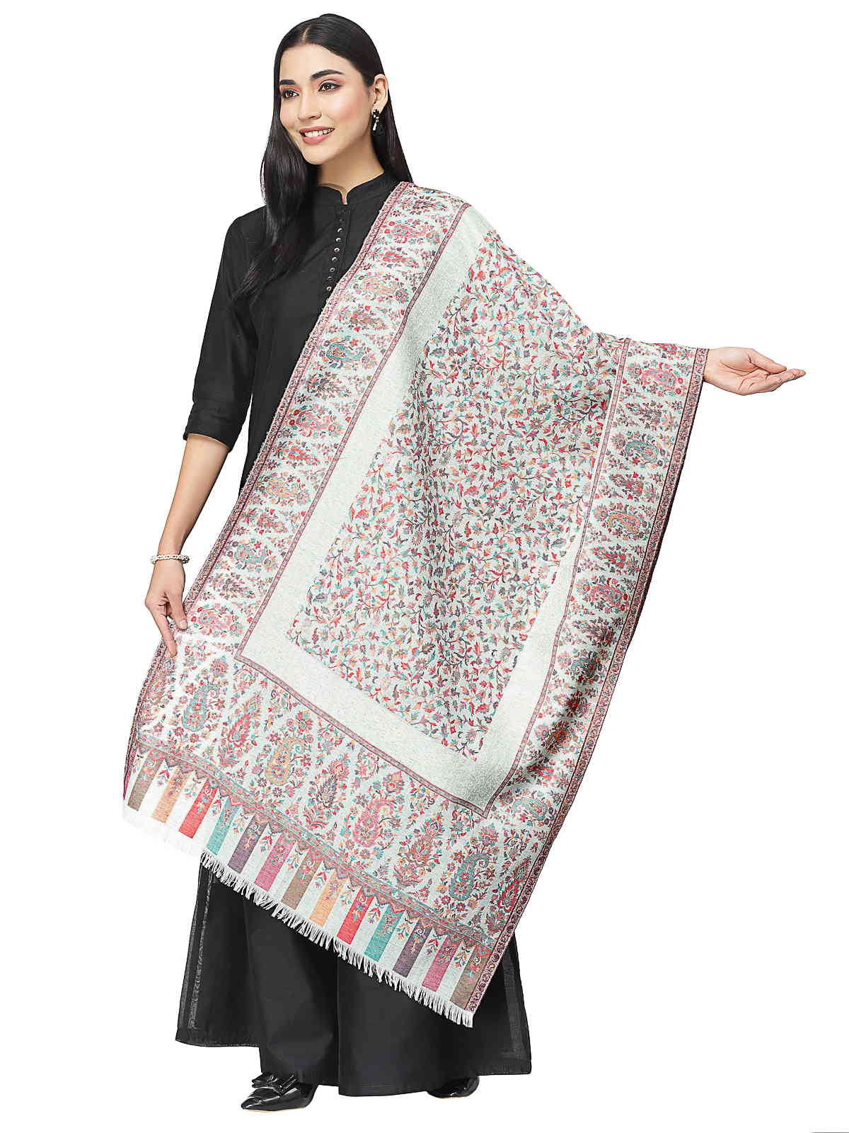 Lush Paisely Self Design Polywool Stole