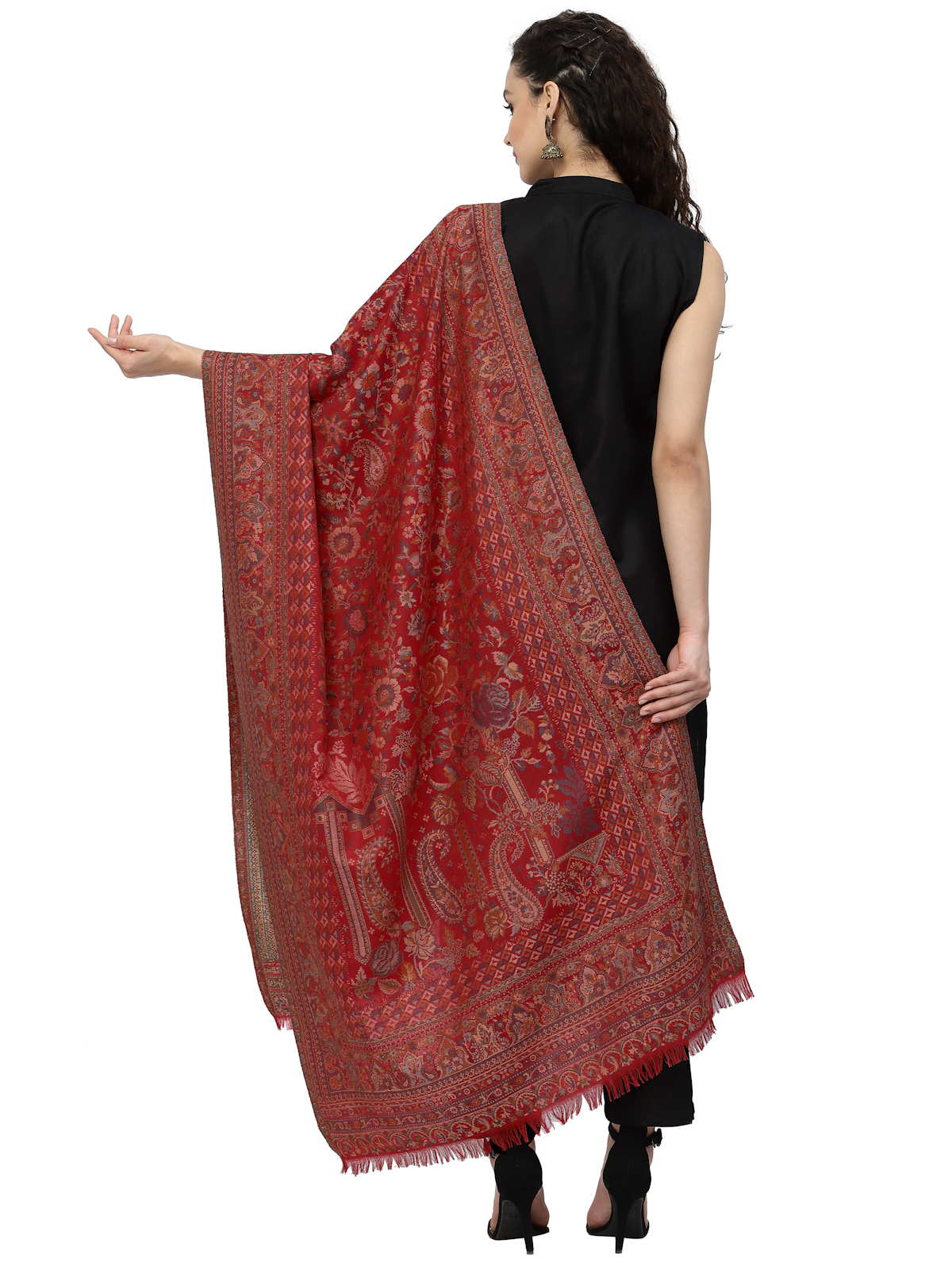 Paisely Woven Design Polywool Stole