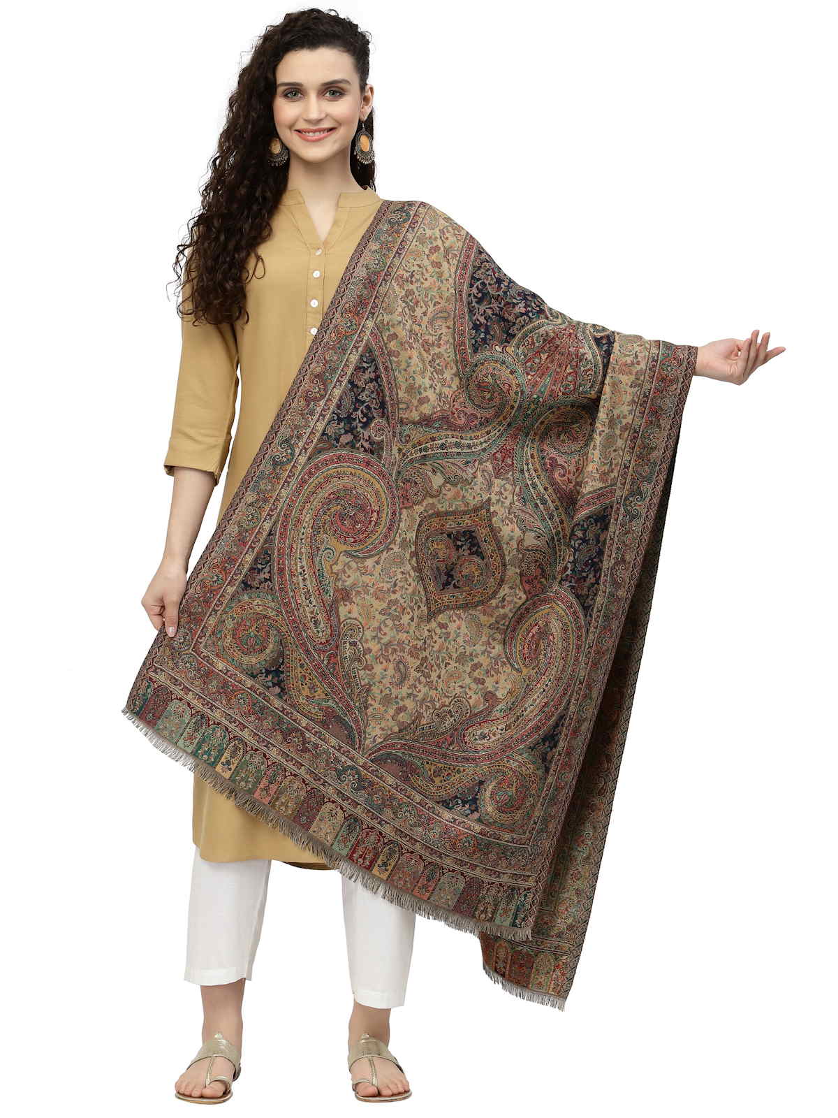 Paisely Woven Design Polywool Stole